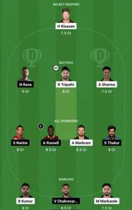 SRH vs KKR Dream11 Prediction Team, Grand League